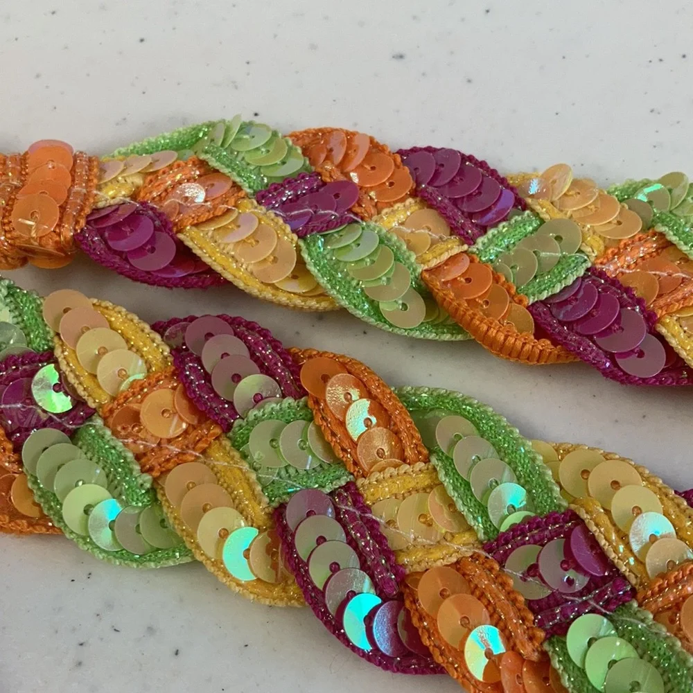 Girls colorful braided sequin belt
